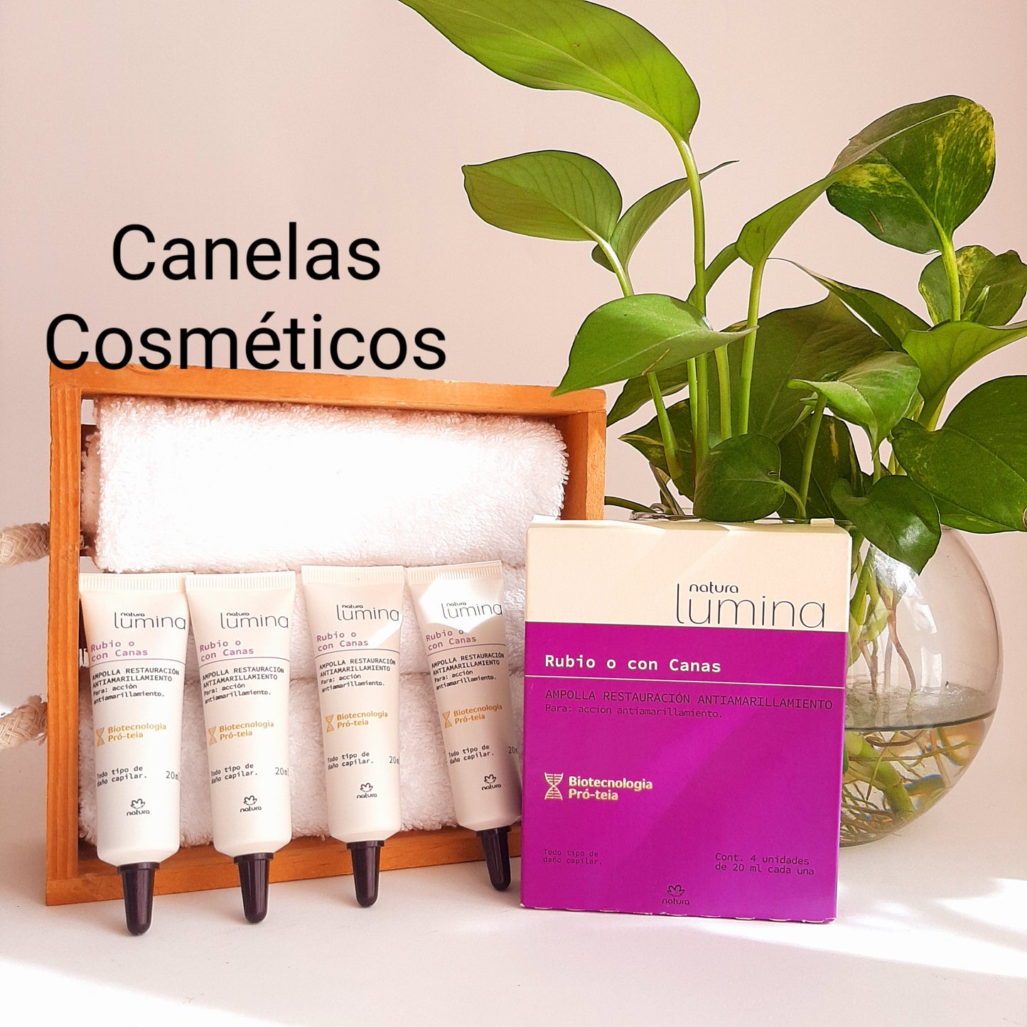 AMPOLLA DE RESTAURACION ANTIAMARILLAMIENTO PARA CABELLO RUBIO O CON CANAS LUMINA CONTENIDO 4 UNIDADES DE 20ml cada una