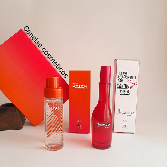 KIT ESTUCHE DE MINIATURAS: KAIAK EAU DE TOILLETE 25ML FEMENINO Y HUMOR PROPIO EAU TOILETTE 25ML FEMENINO